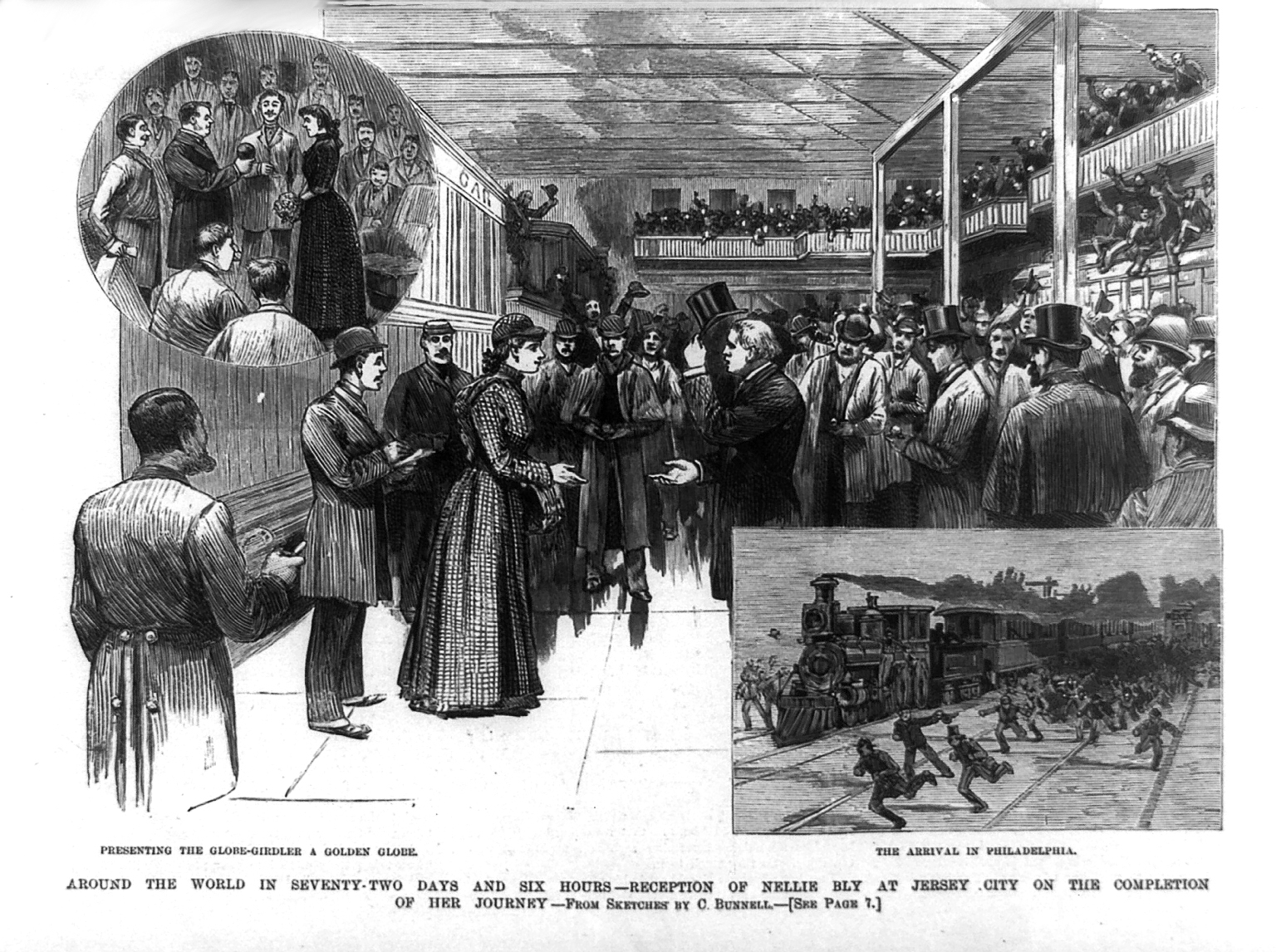 Nellie Bly's reception after the conclusion of her around-the-world trip.